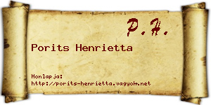 Porits Henrietta névjegykártya